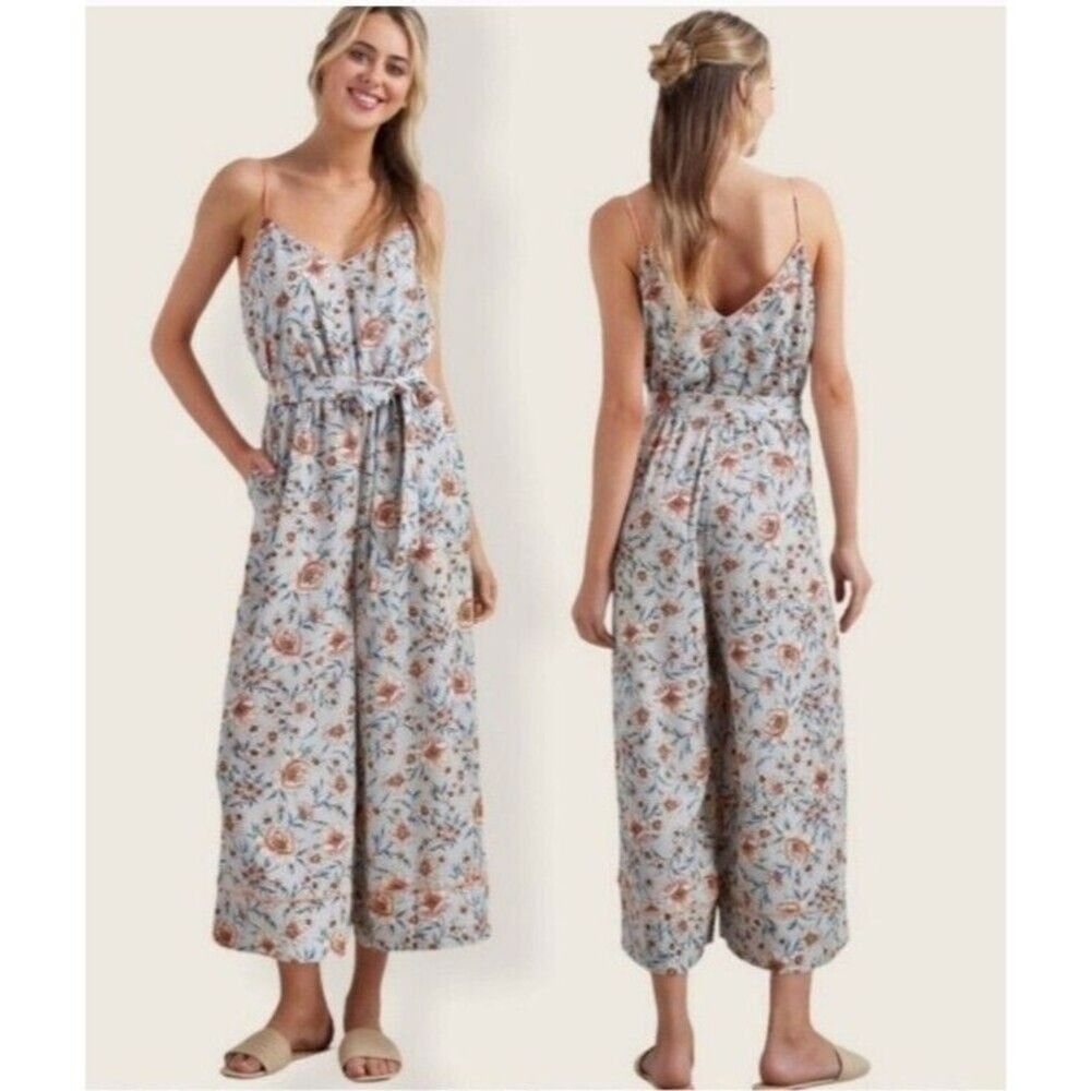 Leith Womens Sz S Kelsey Floral Wide Leg Jumpsuit Belt Lined Spring Wedding